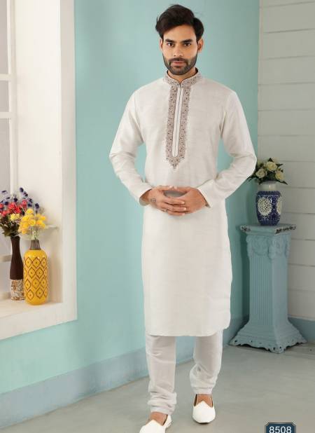 White Designer Fancy Party And Function Wear Traditional Art Banarasi Silk Kurta Churidar Pajama Redymade Collection 1036-8508